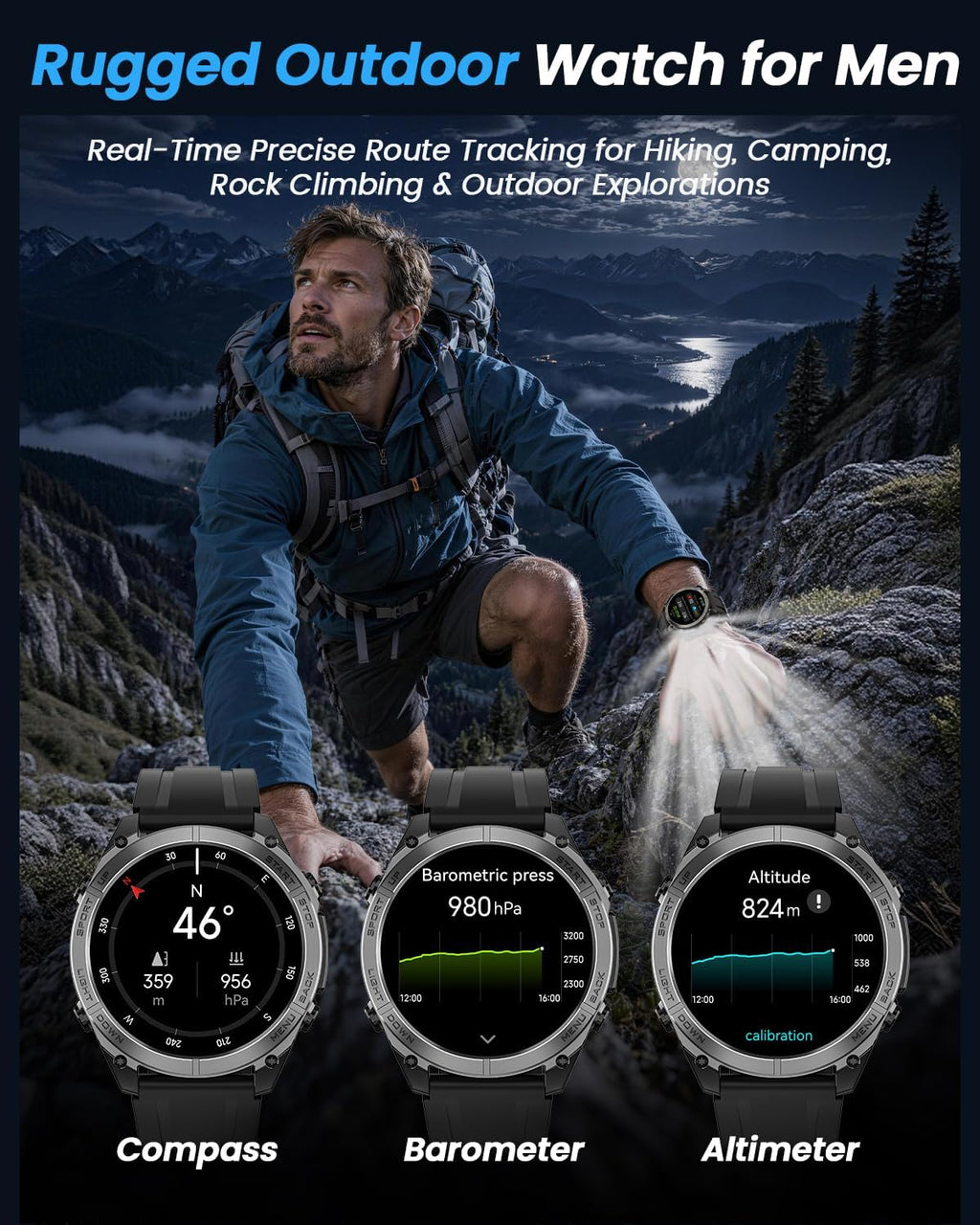 Relojes inteligentes militares para hombres con GPS y mapas offline