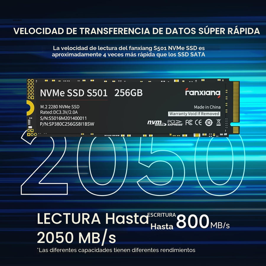 fanxiang S501 256GB NVMe SSD 3D NAND1.3 PCIe Gen3x4 M.2 2280 Unidad...