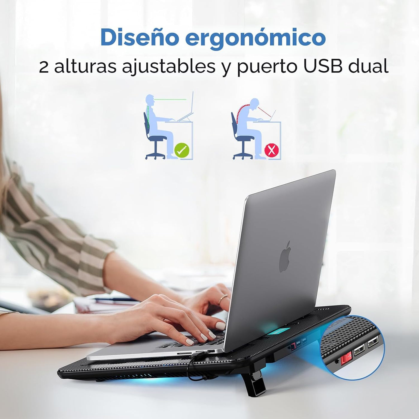 TECKNET Almohadilla de enfriamiento para laptop, enfriador portátil...