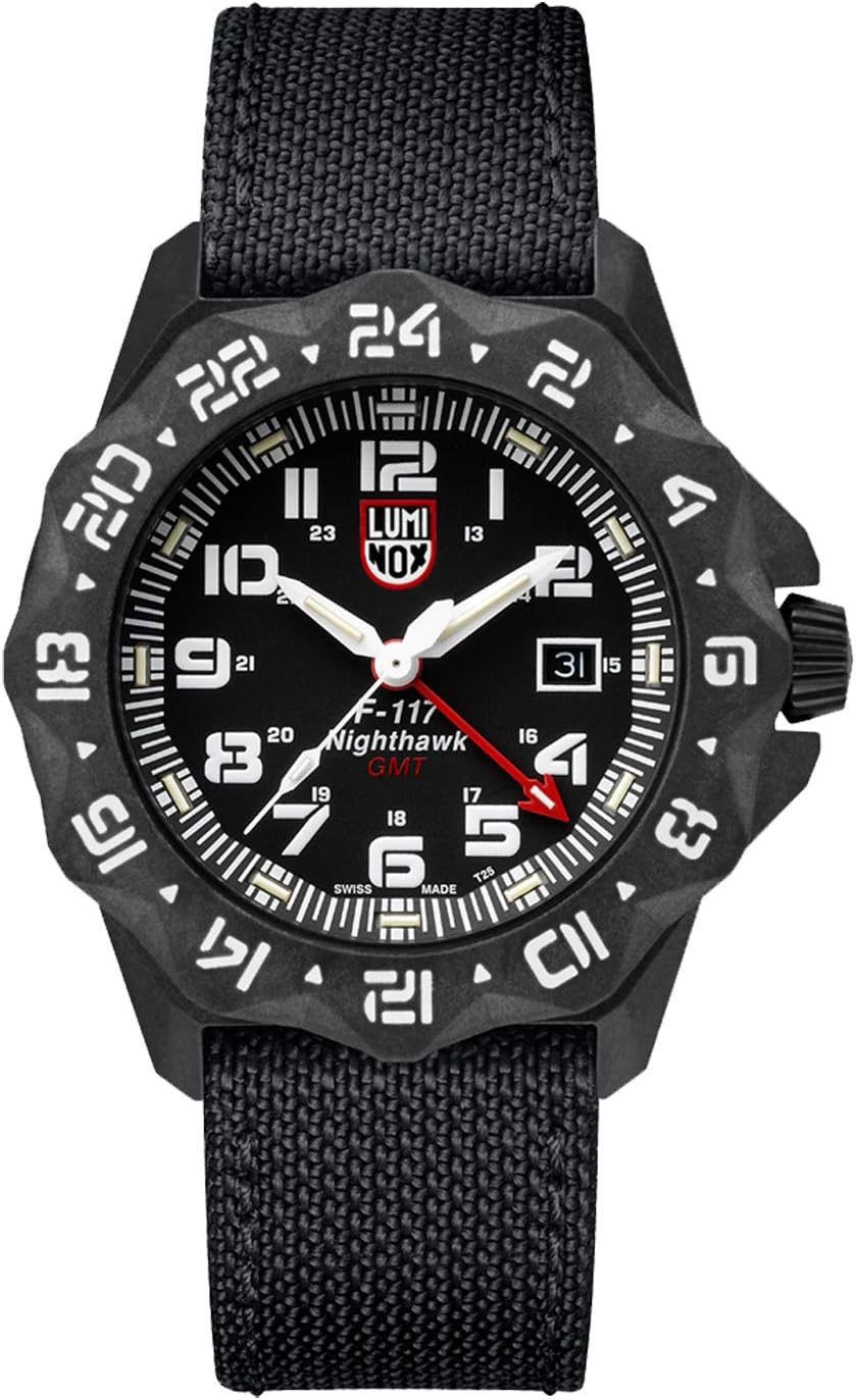 Luminox - F-117 Nighthawk - Reloj Hombre 1.732 in - Reloj Piloto Fecha Función Segunda Zona Horaria - Resistente al Agua 656.2 ft - Cristal de Zafiro - Relojes para hombre - Hecho en Suiza