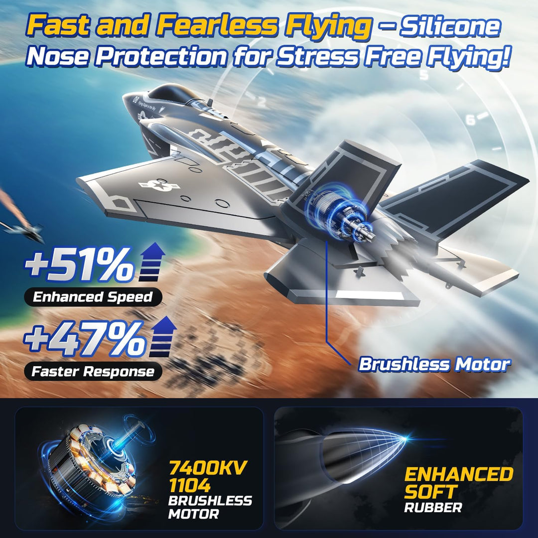 DEERC F35 - Avión RC de 4 canales sin escobillas para adultos, avió...
