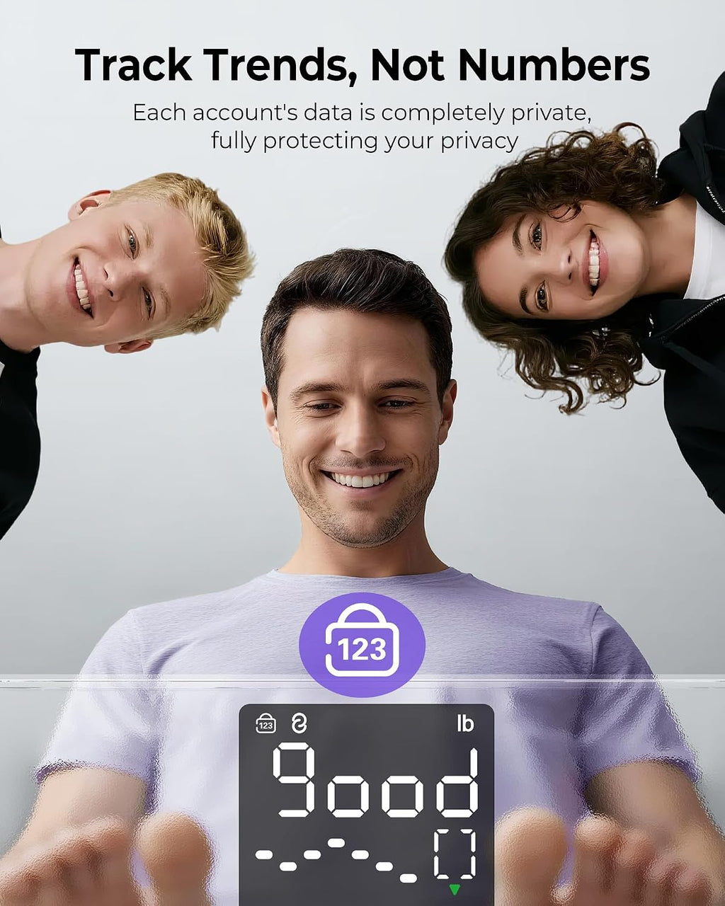 Báscula digital inteligente para peso corporal, grasa corporal e IMC