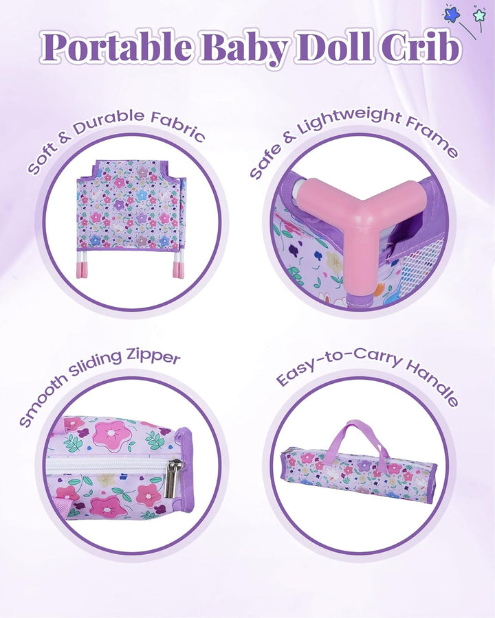 BABESIDE Juego de Cuna para Muñecas de Bebé para Muñecas de 18 Pulg...