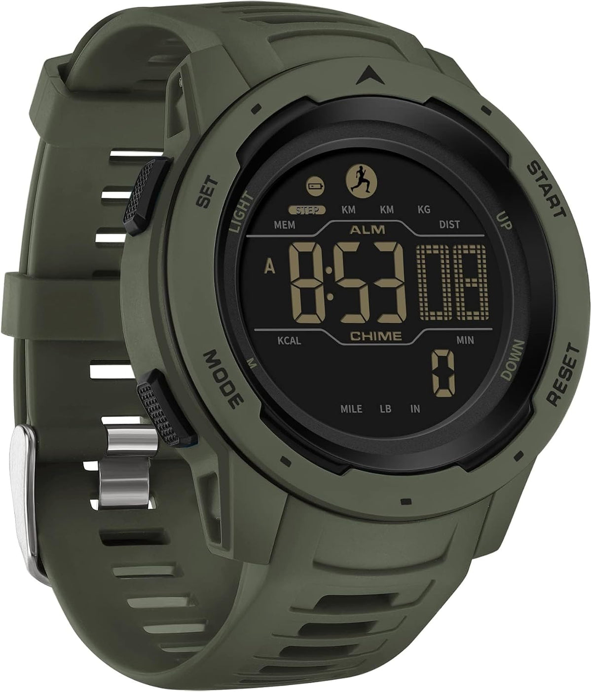 findtime Reloj digital para hombre, impermeable, podómetro, reloj deportivo, contador de pasos, calorías, reloj militar con cronómetro, alarma, retroiluminación LED, cuenta regresiva