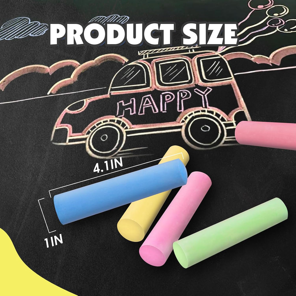 Juego de 180 tizas para acera en 20 colores, no tóxicas, lavables, tizas jumbo para exteriores para niños, tiza para pavimento