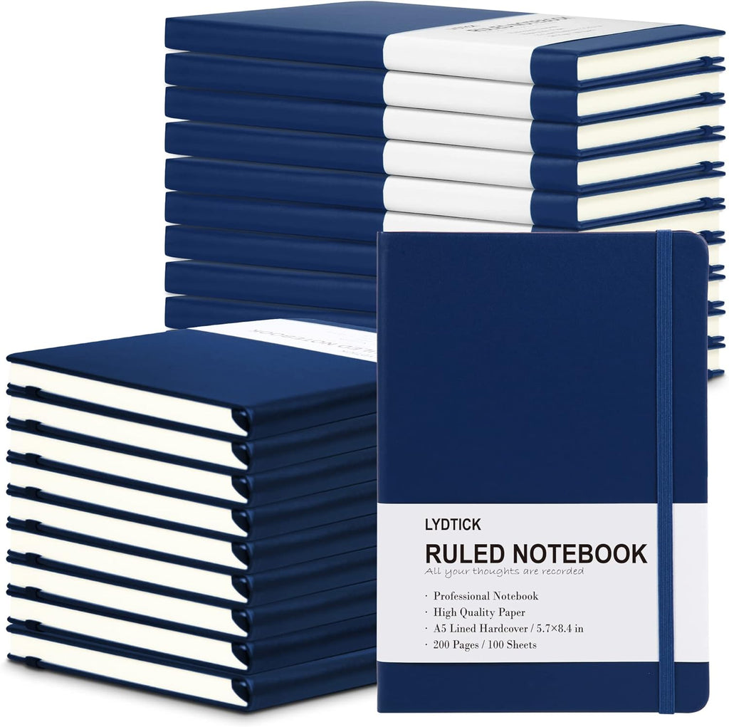 Paquete de 20 Diarios para Escritura, Cuadernos con Rayas Universitarias a Granel, Cuadernos de Tapa Dura (200 Páginas) para Toma de Notas, Diarios con Viñetas para Hogar, Escuela, Oficina