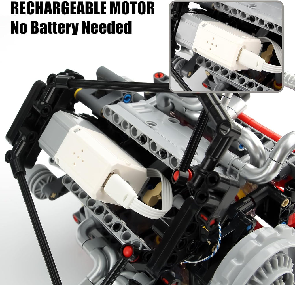 V8 Kit de modelo de motor que funciona – Juego de bloques de construcción de motor visibles de 8 cilindros con motor, luz LED y control de aplicación – Construye tu propio kit de ingeniería, proyecto STEM para adultos y niños (660 piezas)