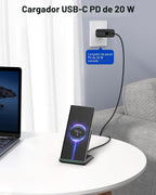 NANAMI Cargador inalámbrico rápido con cargador de teléfono USB, soporte de carga certificado Qi con adaptador QC3.0 7.5W compatible con iPhone 15/14/13/12/11, 10W para Samsung Galaxy