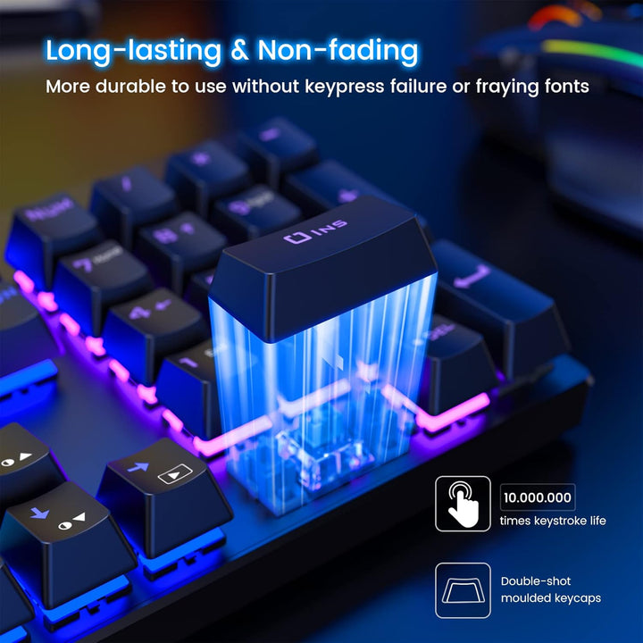 RisoPhy - Teclado mecánico para juegos, RGB 104 teclas, teclado USB...