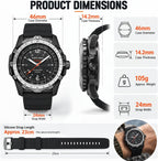 NORTH EDGE Reloj solar para hombre, sin necesidad de batería, 50M resistente al agua, reloj militar al aire libre, analógico luminosa, correa de silicona duradera, tamaño 46mm