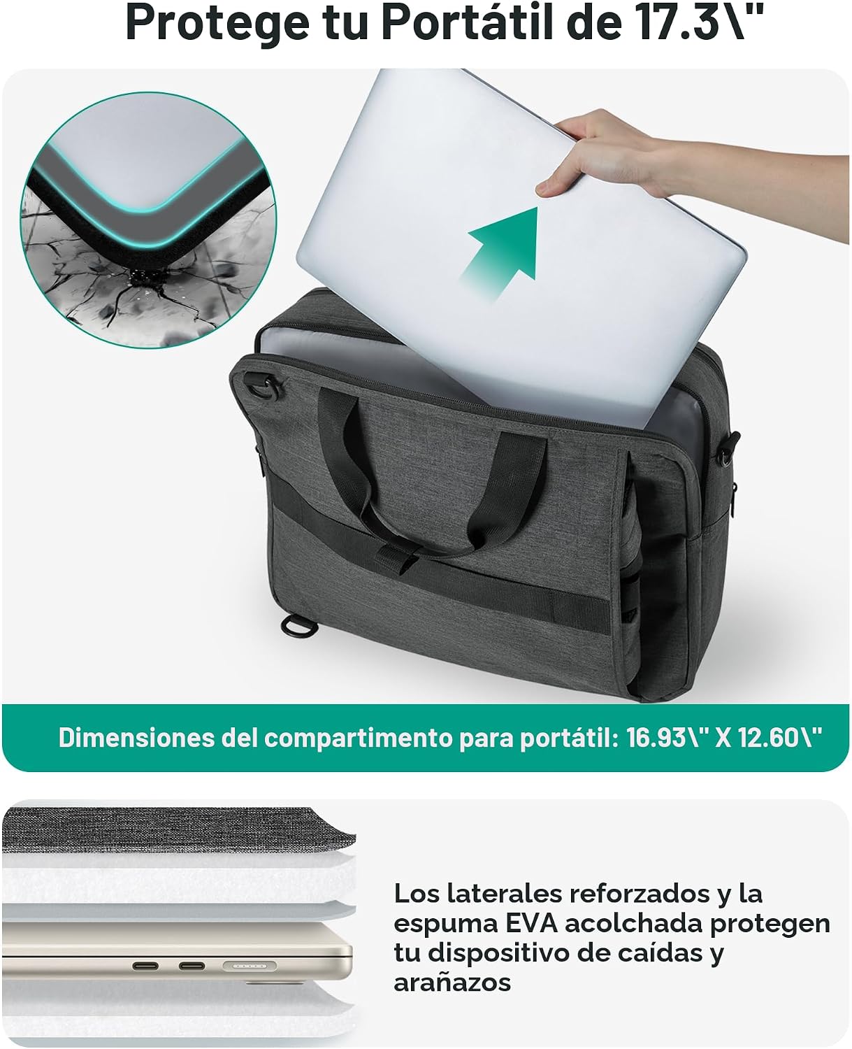 BAGSMART Bolsa para laptop 3 en 1 para hombres, maletín para comput...