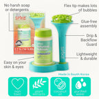 Innobaby Spike - Soplador de burbujas botánicas sin desorden y bandeja, color aguamarina