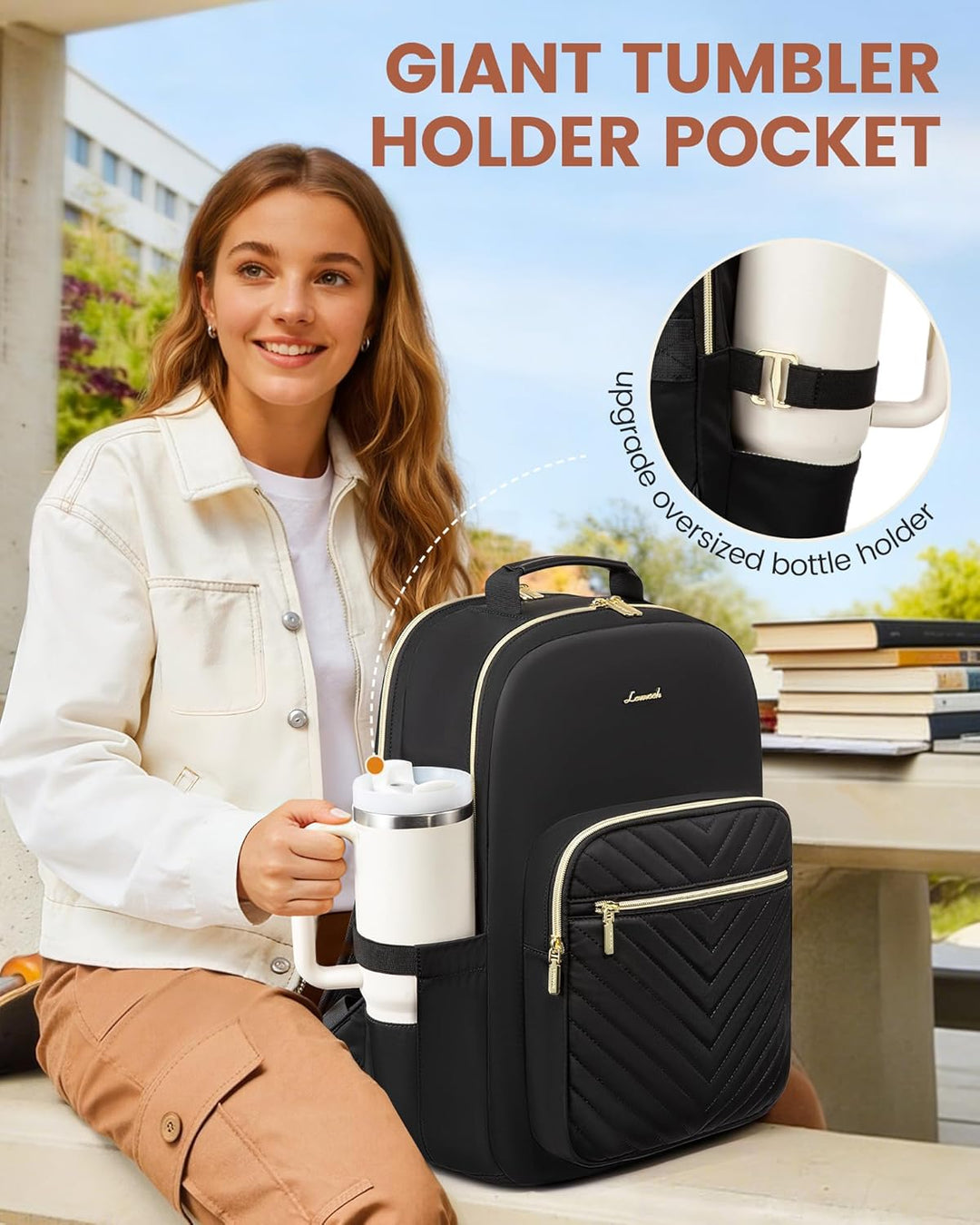 LOVEVOOK Mochila para laptop para mujer con soporte gigante para va...