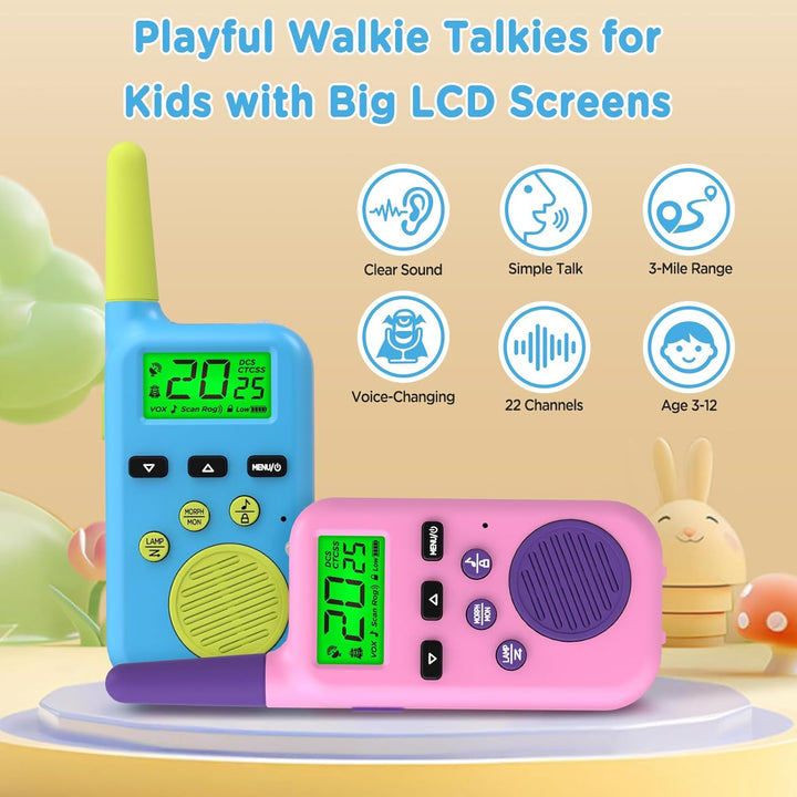 Peakeep Walkie Talkies para niños de largo alcance 3 millas, juguet...