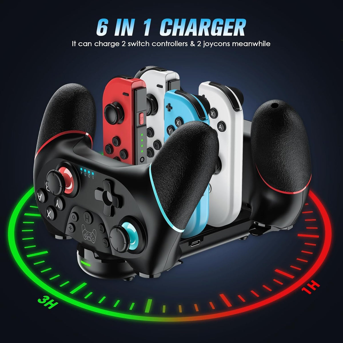 VidPPluing Paquete de 2 Controladores para Switch con Base de Carga para Switch/Lite/OLED