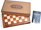 Juego de ajedrez grande de 16 pulgadas/16.5 in de tablero de madera plegable con piezas de ajedrez acrílico ponderadas de lujo, tamaño King de 3.5 pulgadas con ranuras de almacenamiento para adultos, regalo de jubilación de inauguración de la casa