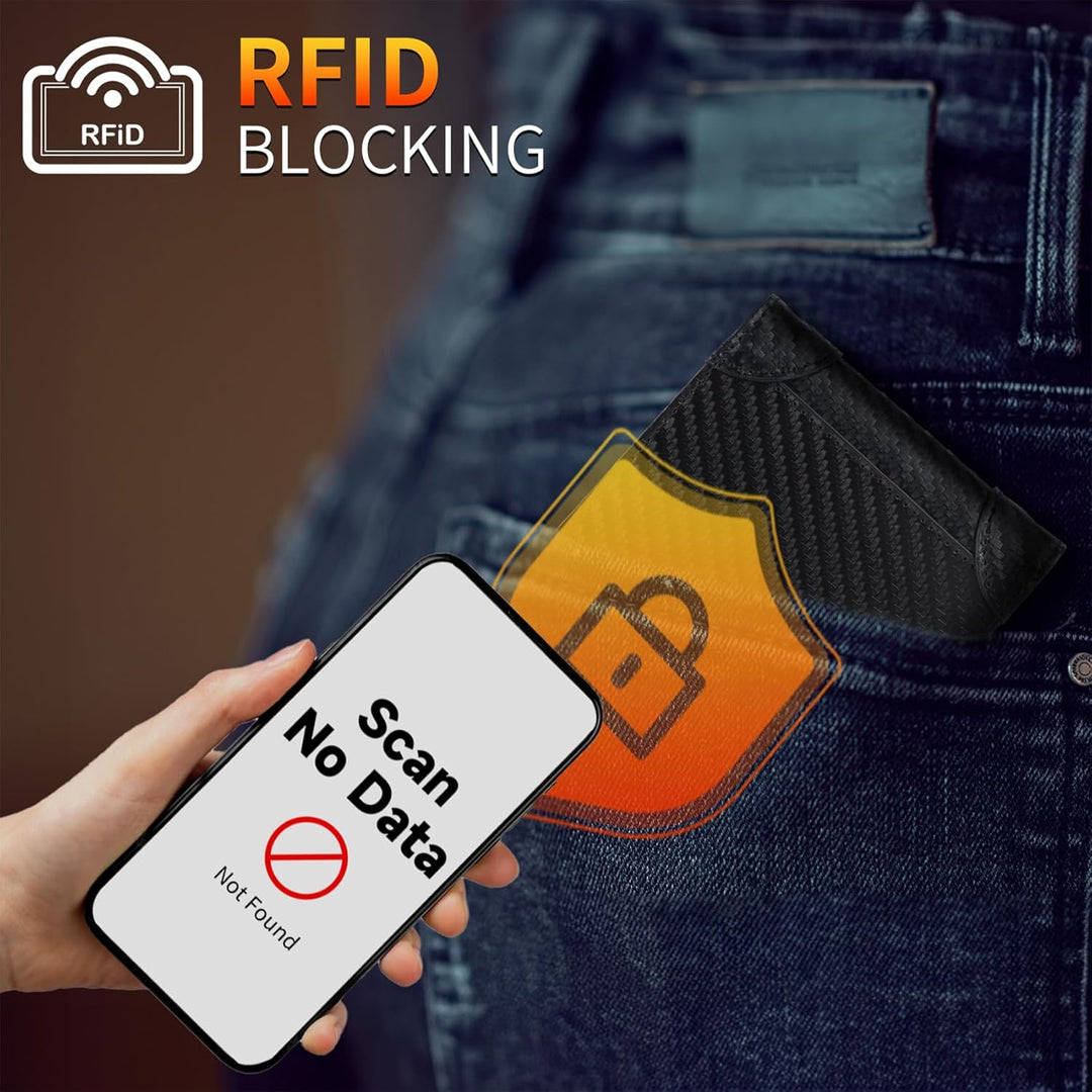 Swallowmall Cartera de cuero con bloqueo RFID para hombre, billeter...
