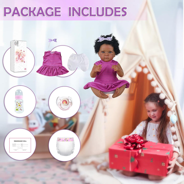 WOOROY Muñecas Reborn de bebé realistas - Muñeca de bebé negra de 2...