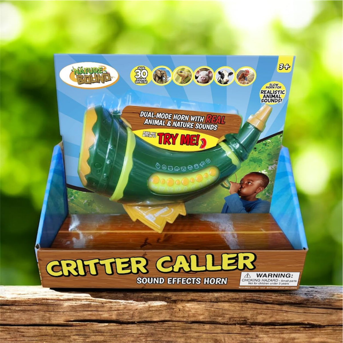 Bocina de efectos de sonido Critter Caller para niños – Más de 30 sonidos reales de animales y naturaleza cuando soplas en la bocina – Juguetes de la naturaleza para exploración al aire libre, juegos