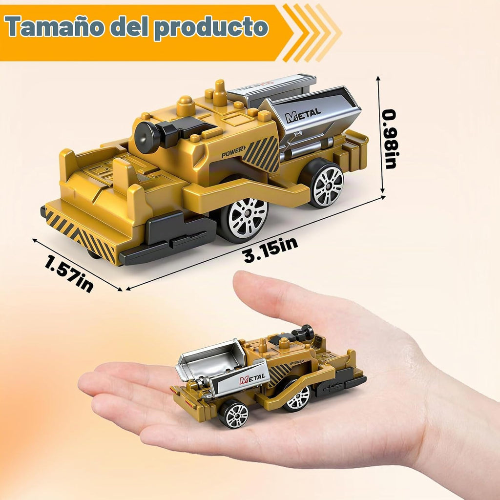 Paquete de 12 juguetes de construcción fundidos a presión, mini autos de