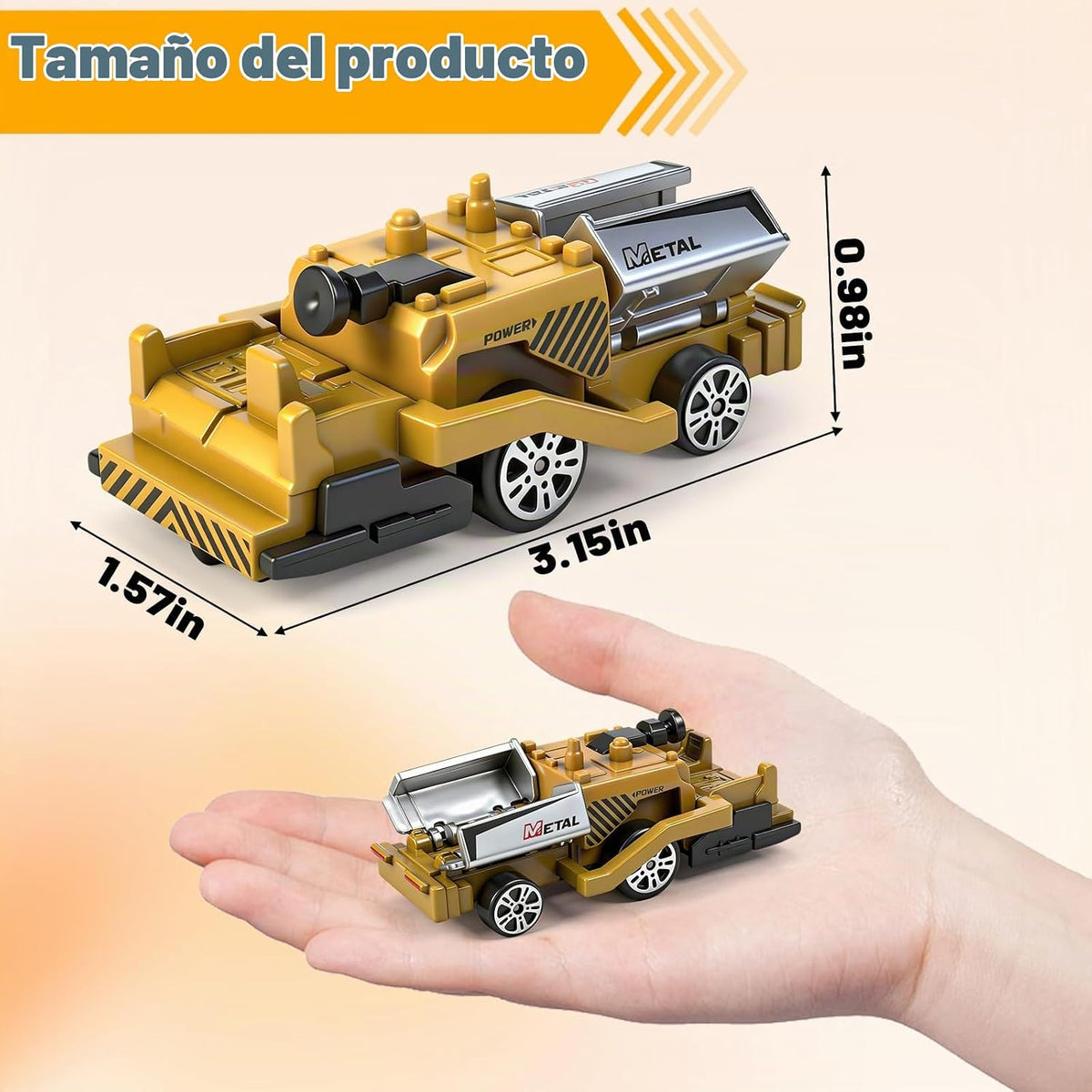 Paquete de 12 juguetes de construcción fundidos a presión, mini autos de