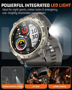 Reloj inteligente militar para hombre, rastreador de actividad física de 1.39 pulgadas con luz LED, contador de pasos, monitor de calorías de sueño, impermeable, 420 mAh, reloj inteligente
