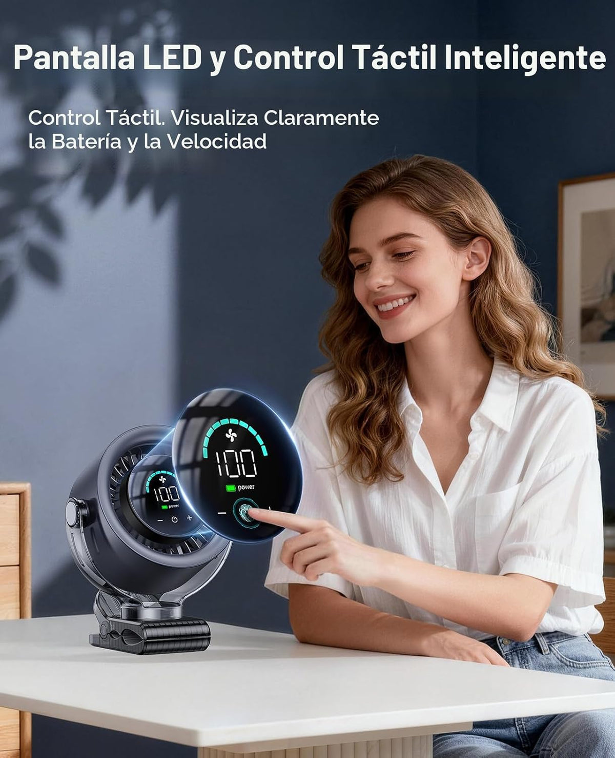 KIMMOO Ventilador portátil recargable de 4000 mAh, control táctil d...
