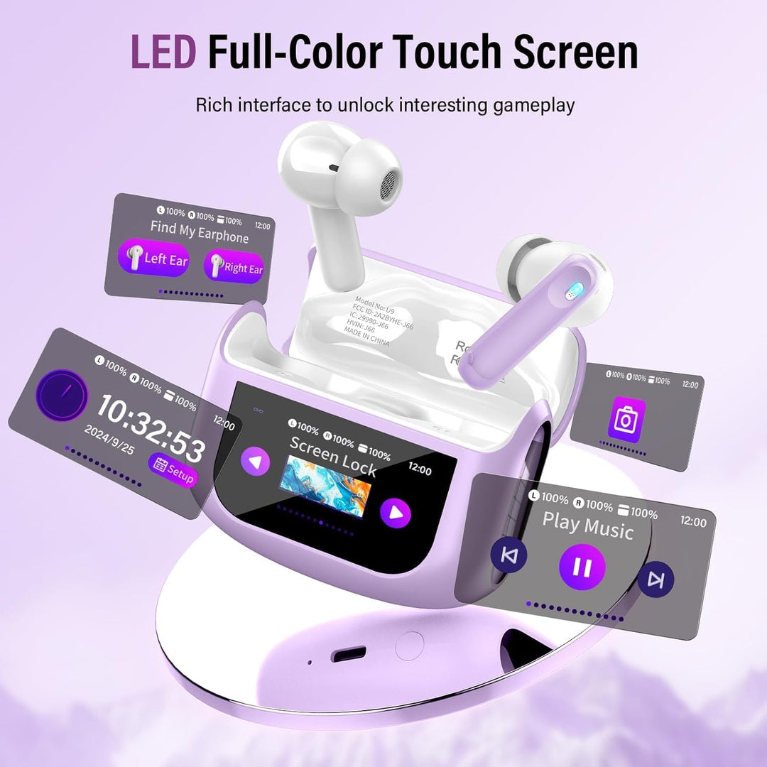 Auriculares inalámbricos, auriculares Bluetooth 5.4 con pantalla tá...