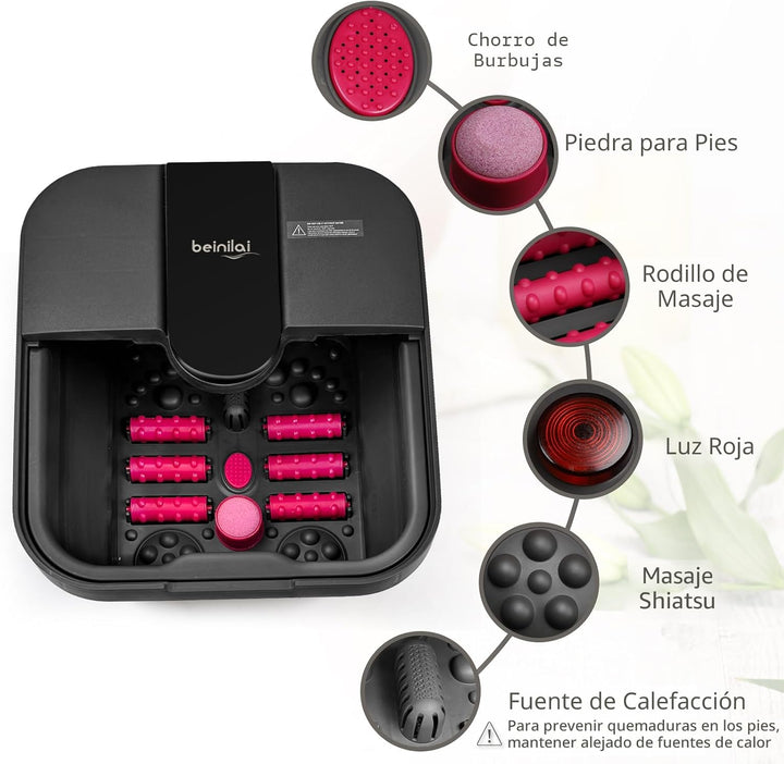 Beinilai Spa para pies plegable, baño de pies con calor y masaje y...