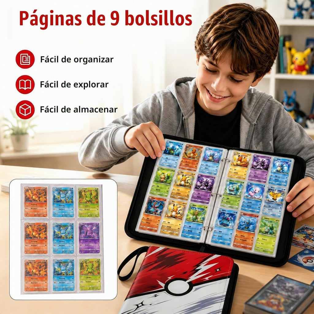 Kidnobia Carpeta para Cartas Coleccionables de 9 Bolsillos con Caja de Regalo con Cremallera