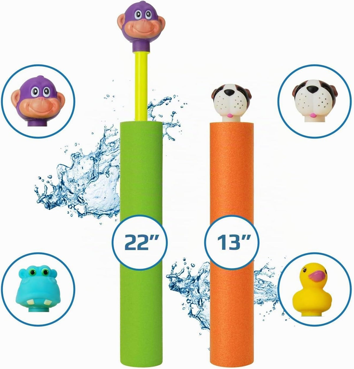 Water Blaster | Pistola de agua para niños, chorros de agua para niños, pistolas de piscina, pistola de chorro, paquete de 8 artículos esenciales de playa, juguetes de playa, chorro de piscina, juegos de verano