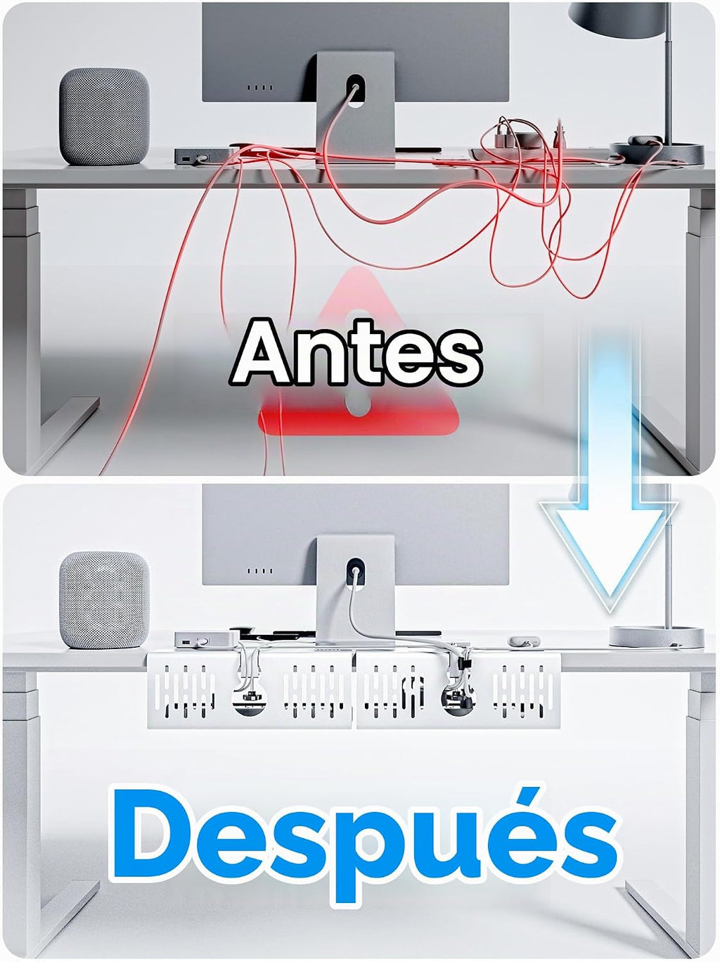 Bandeja de Gestión de Cables Sin Taladro para Debajo del Escritorio, Gestión de Cables de 14 pulgadas, Abrazadera Sin Perforaciones, Bandeja de Cables de Metal, Organizador de Cables, Cesta