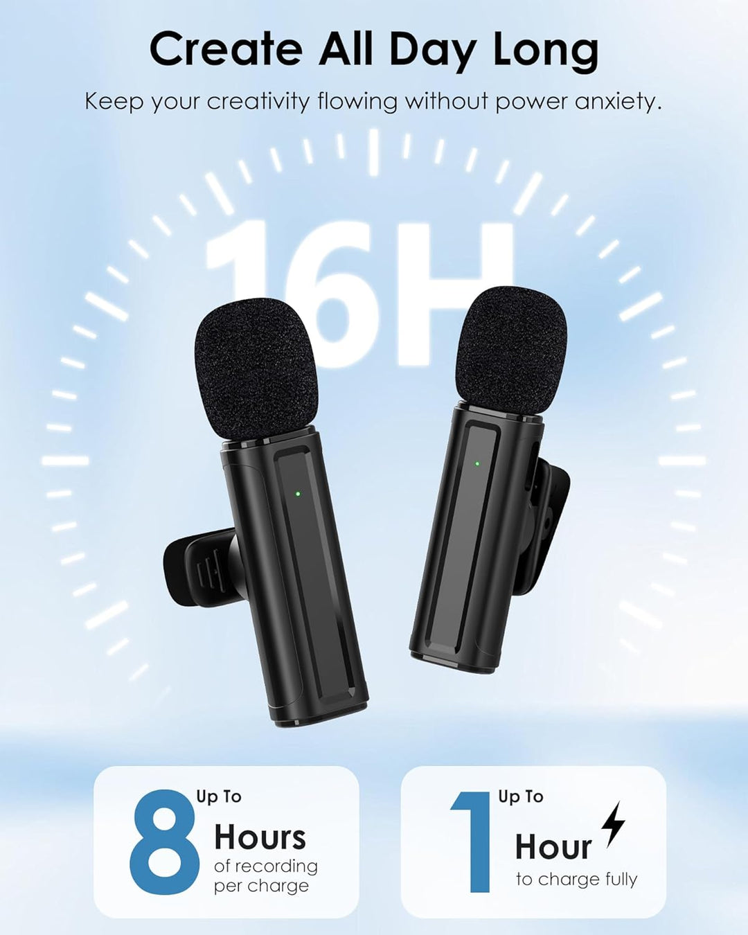 Mini micrófono inalámbrico para iPhone, iPad, Android, paquete de 2...