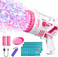 Pistola de burbujas para niños, máquina de burbujas recargable con luces