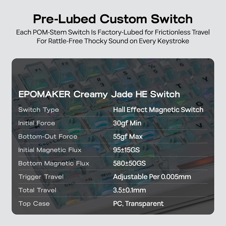 EPOMAKER HE75 V2 Teclado para juegos con efecto Hall, sondeo de 8K...