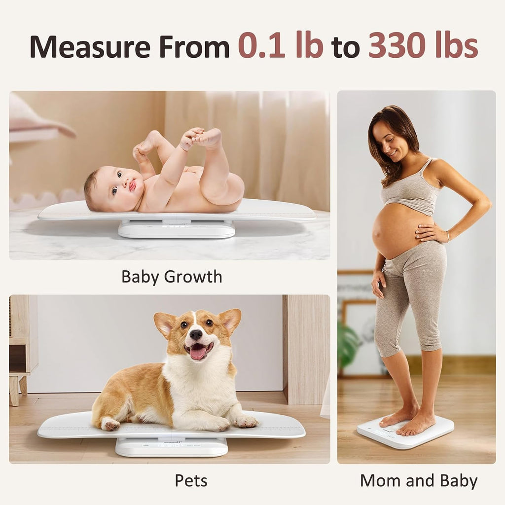 Báscula de bebé, báscula multifuncional para peso de bebé, báscula para mascotas para cachorros, gatos, báscula para adultos hasta 330 libras, báscula digital precisa con función de retención