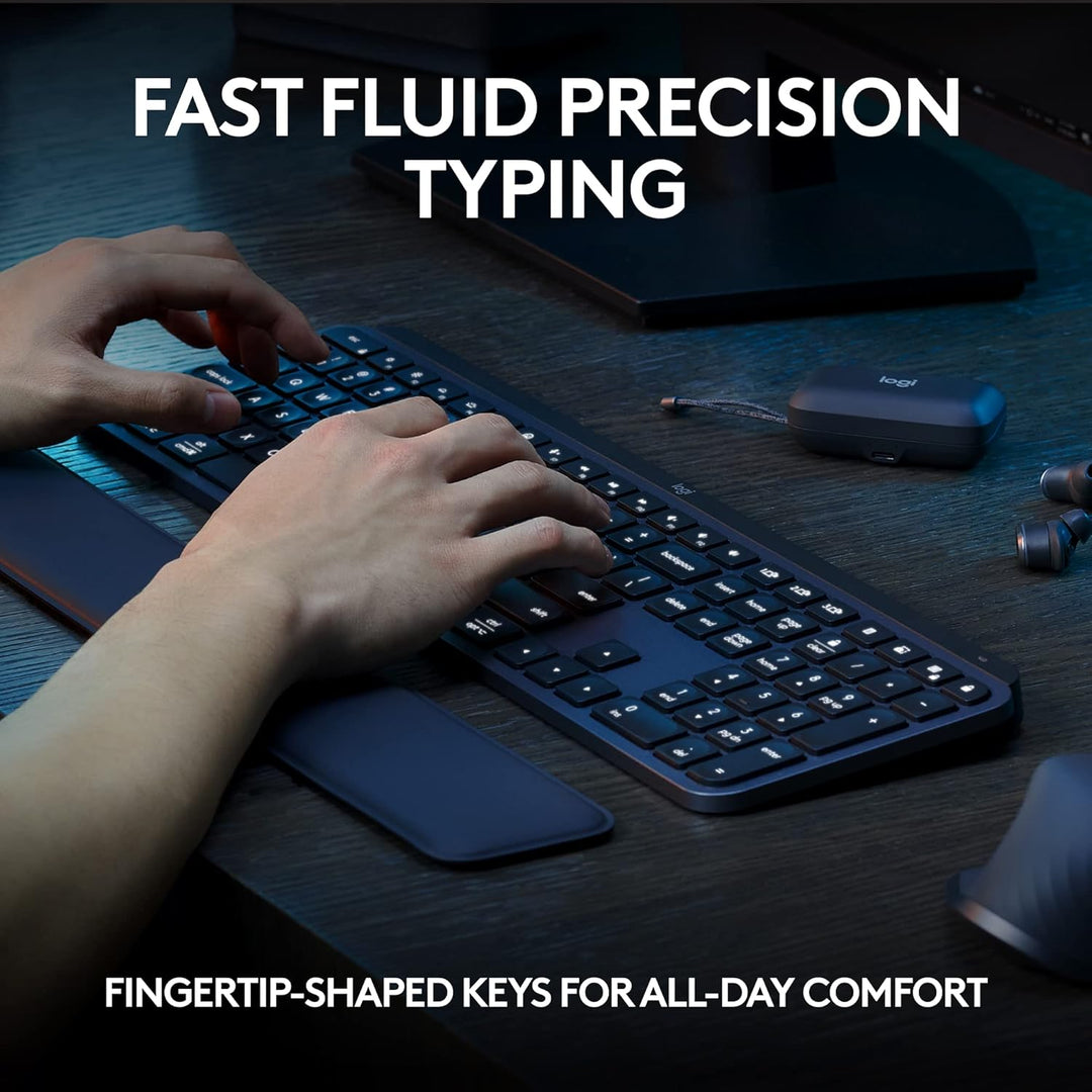 Logitech MX Keys S - Teclado inalámbrico, perfil bajo, escritura fl...