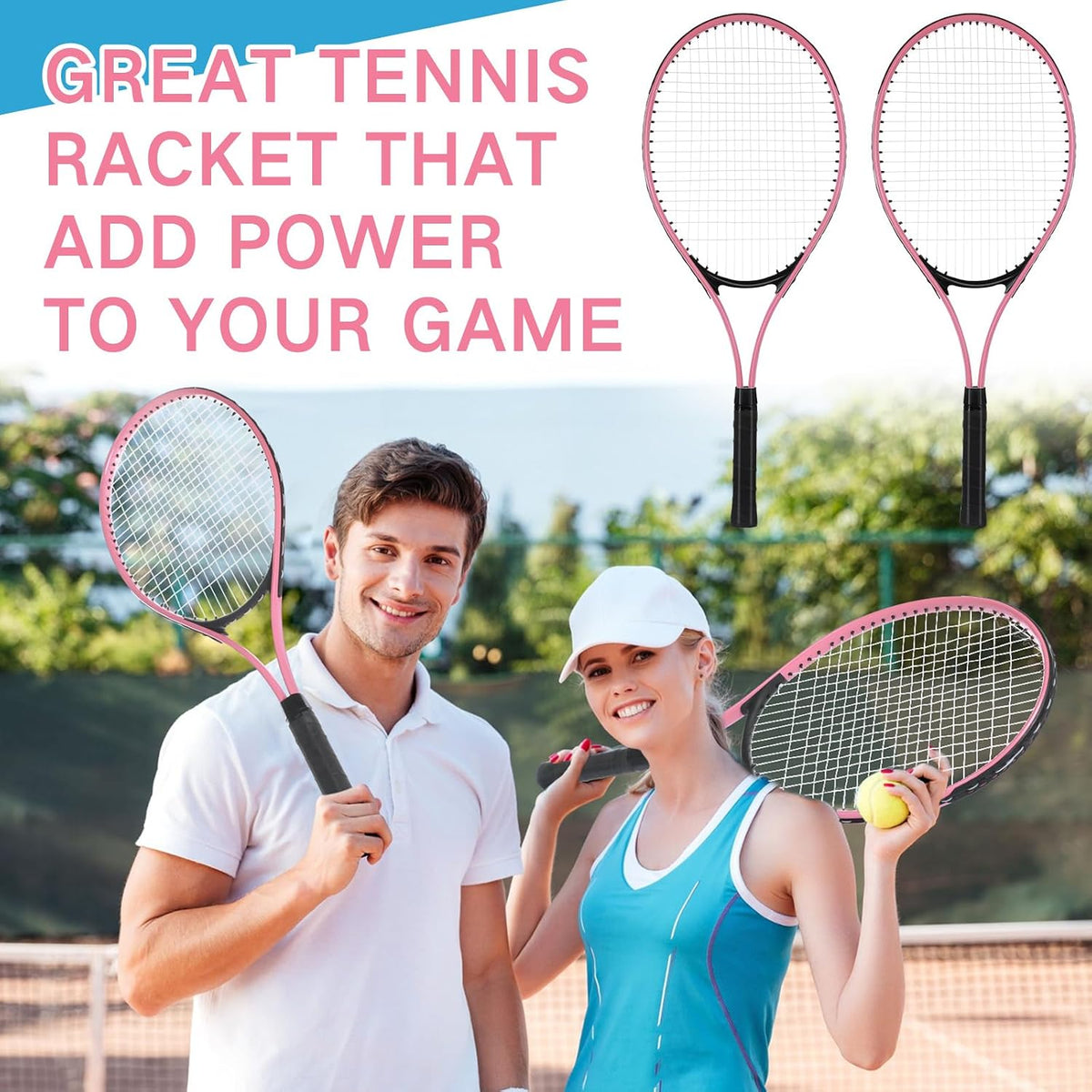 4 raquetas de tenis para adultos recreativas para 4 jugadores, raqueta de tenis ligera de 27 pulgadas con 3 pelotas de tenis para entrenar principiantes con bolsa de transporte