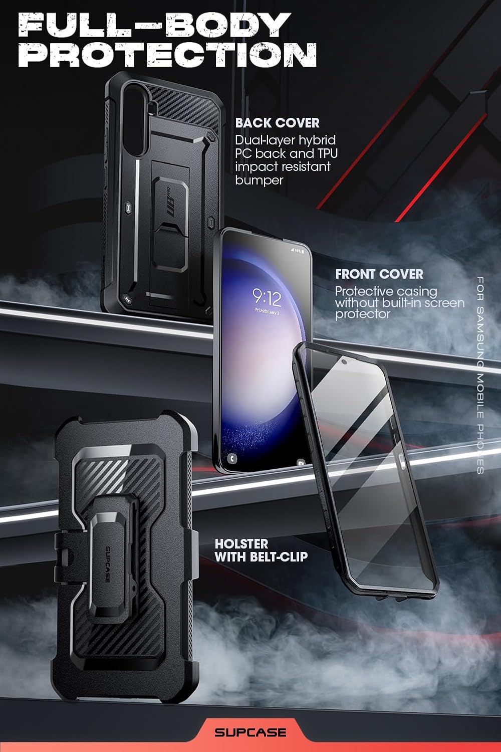 SUPCASE Funda para Galaxy S23 FE con protector de pantalla integrado, color