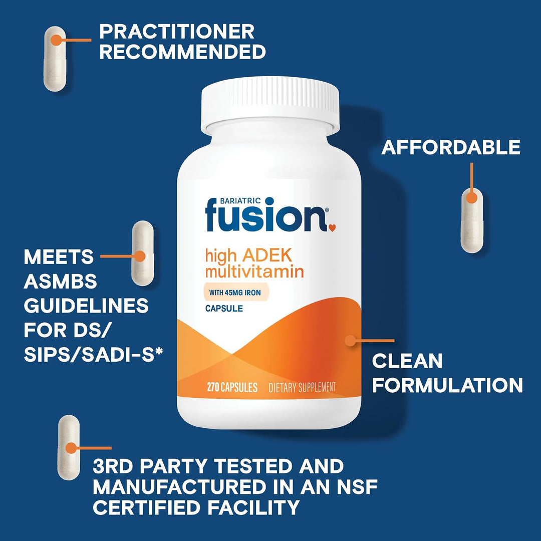 Bariatric Fusion Cápsula multivitamínica alta ADEK con hierro de 45...