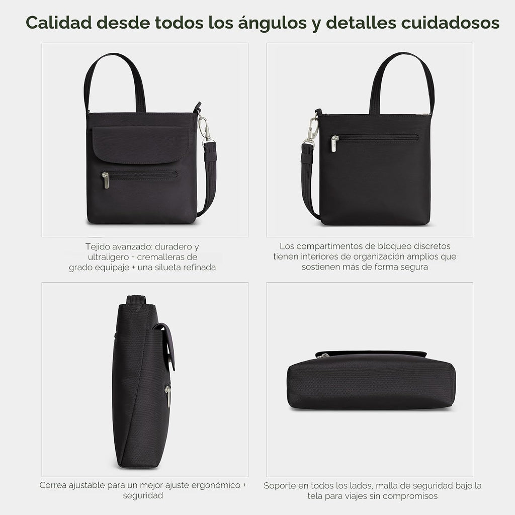 Travelon - Mini bolsa clásica de hombro antirrobo