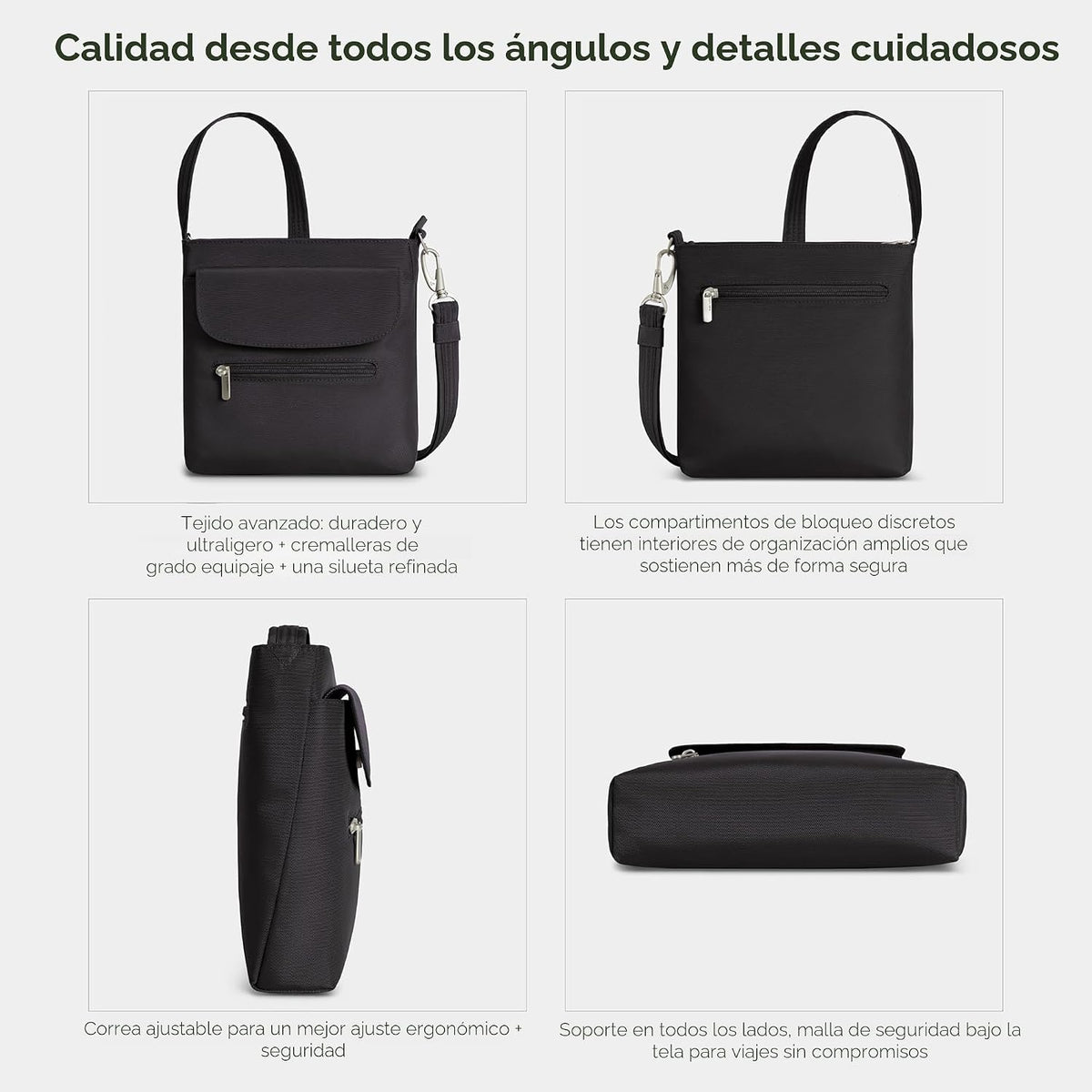 Travelon - Mini bolsa clásica de hombro antirrobo