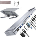 Soporte de estación de acoplamiento para laptop M92, concentrador USB C 11 en 1 HDMI 4K a 60Hz, audio de 0.138 in, soporte portátil para laptop con puertos USB, adaptador multipuerto USB C