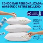 Fluff and Stuff Comfort Pillow | Almohadas de espuma viscoelástica tamaño Queen, diseñadas y aprobadas por quiroprácticos 2 en 1 para soporte de espalda y almohadas de cama | Almohada