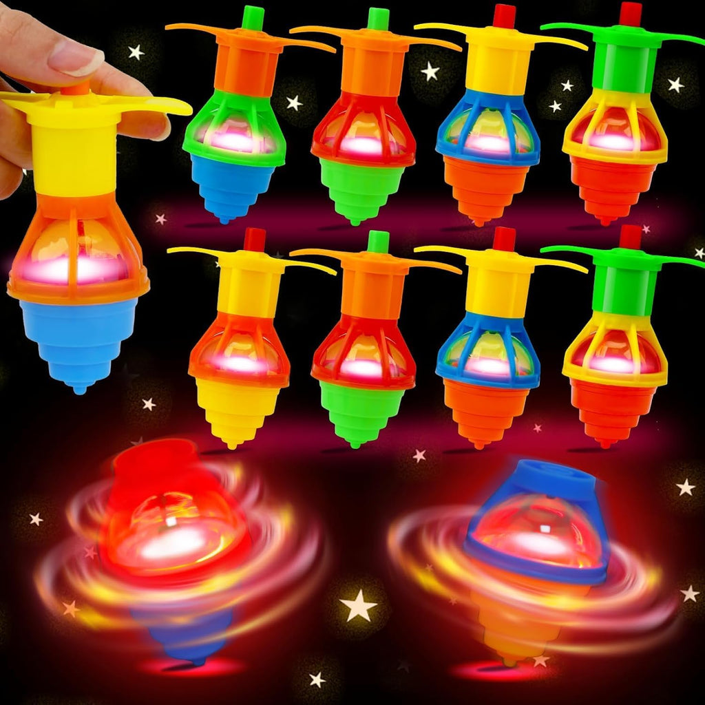 24 piezas de tops giratorios iluminados que brillan para fiestas de