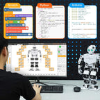 Robot de Interacción Visual y de Voz AI para Arduino Scratch Python Programación 17DOF Robot Humanoide Gran Modelo Proyecto STEM de IA Educación Comando de Voz Caminar Bailar Autopárate Kit Avanzado Tonybot