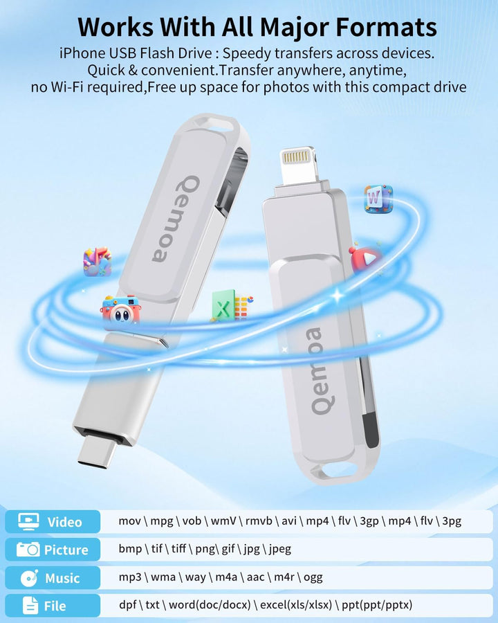 Memoria externa de 256 GB con certificación MFi para iPhone, almace...