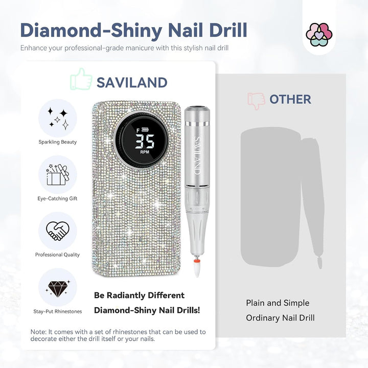SAVILAND - Kit profesional de taladro de uñas: taladro de uñas eléc...