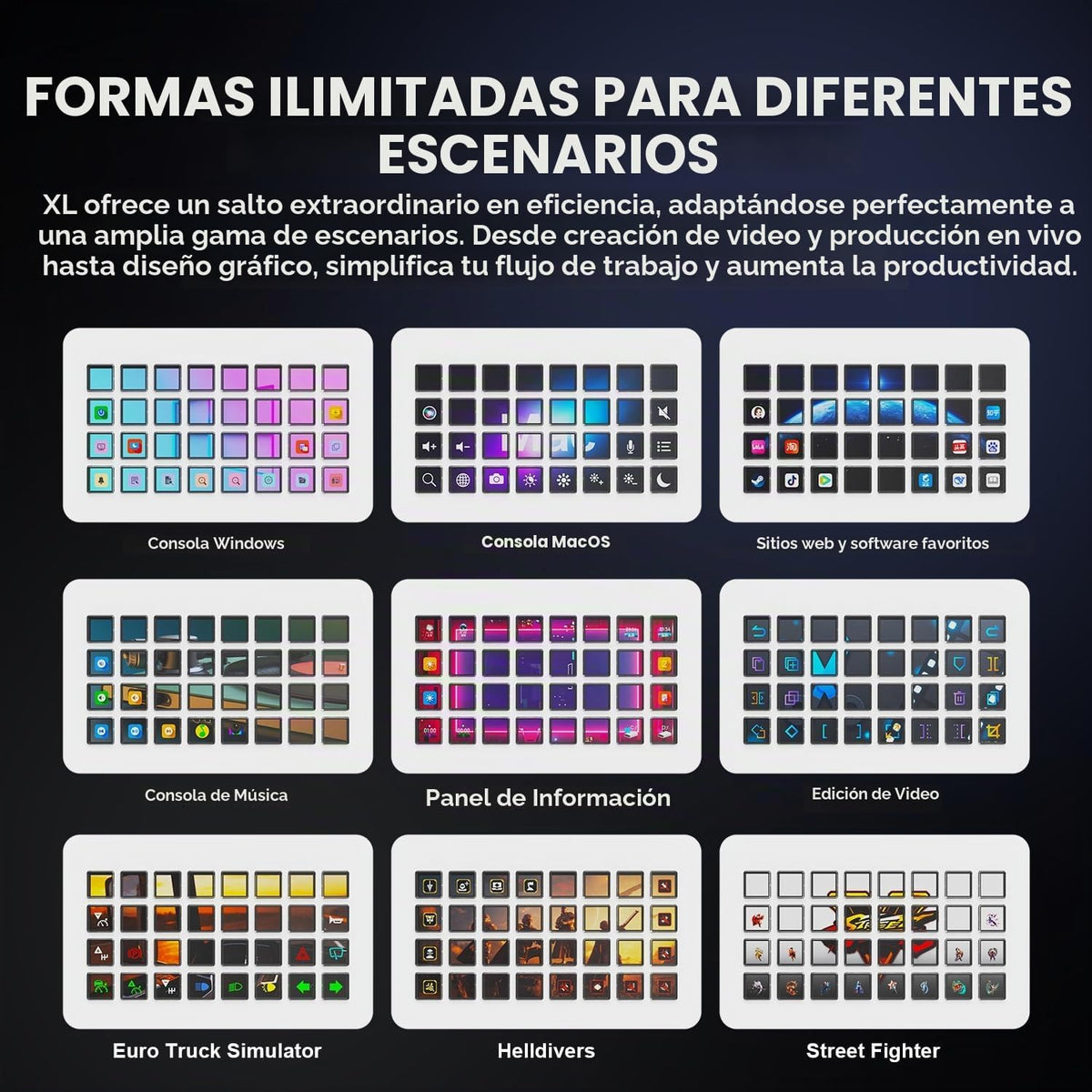/VSDinside Stream Dock XL Advanced Studio Controller, 32 teclas macro, acciones de activación en aplicaciones y software como OBS, Twitch, YouTube y más, funciona con Mac y PC, Stream