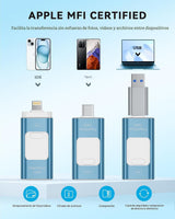 Unidad Flash Certificada Apple MFi 128GB para iPhone, Unidad Pulgar...
